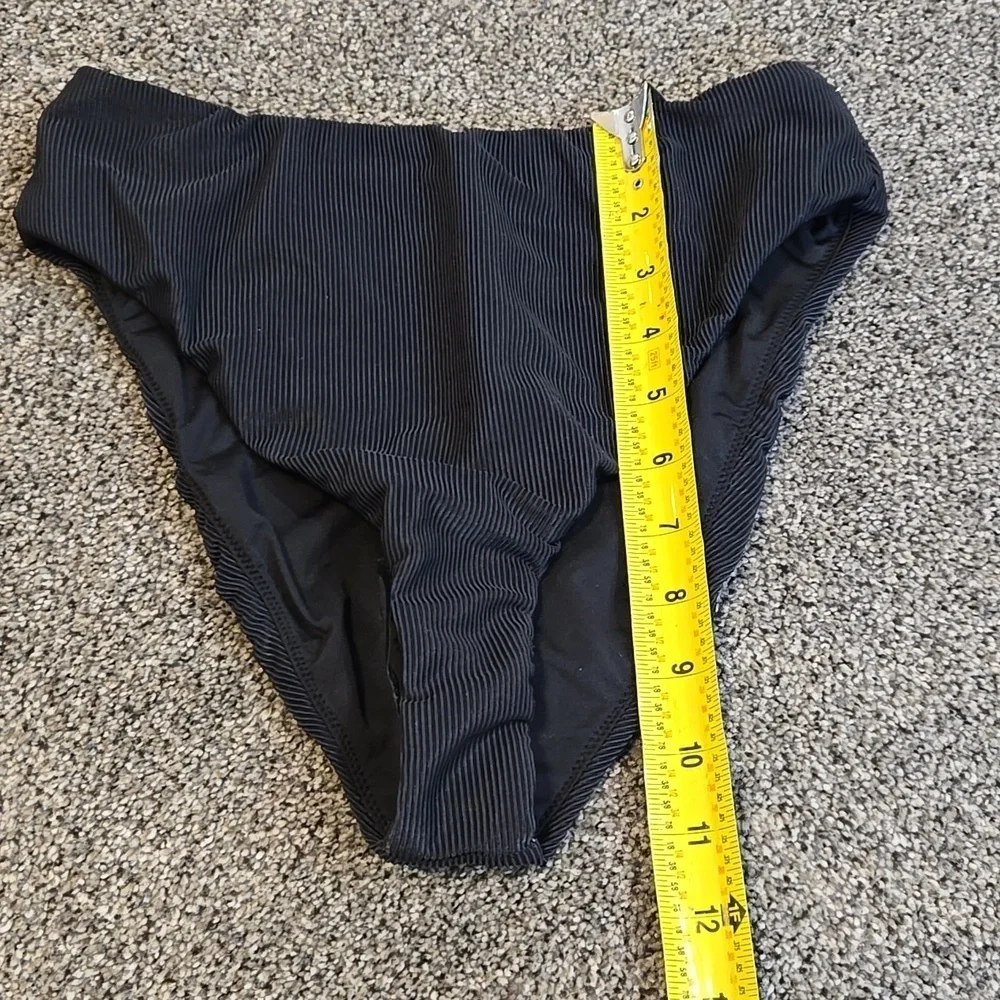 NWOT Good American Women Fits Black Striped Bikini Bottom Swim Sz 2/M